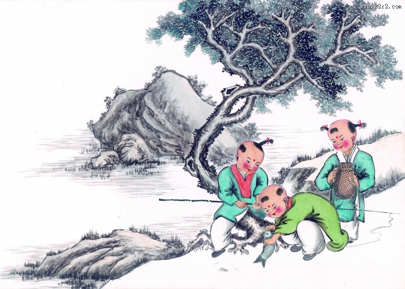 古代儿童玩耍绘画图片