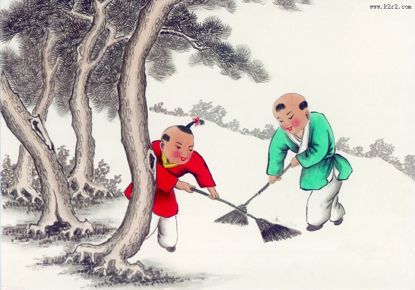 古代儿童玩耍绘画图片