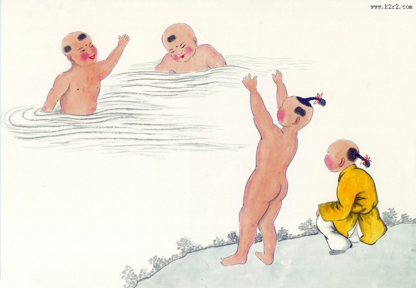 古代儿童玩耍绘画图片