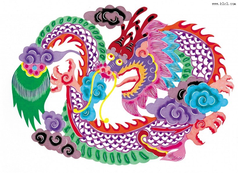 水彩吉祥动物剪纸图片