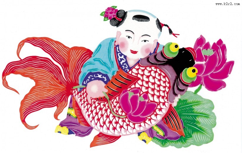 水彩人物年画图片