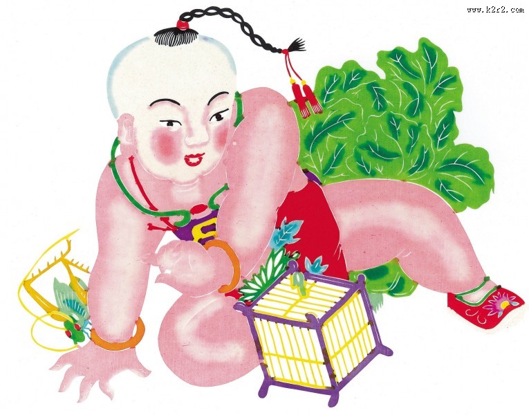 水彩人物年画图片