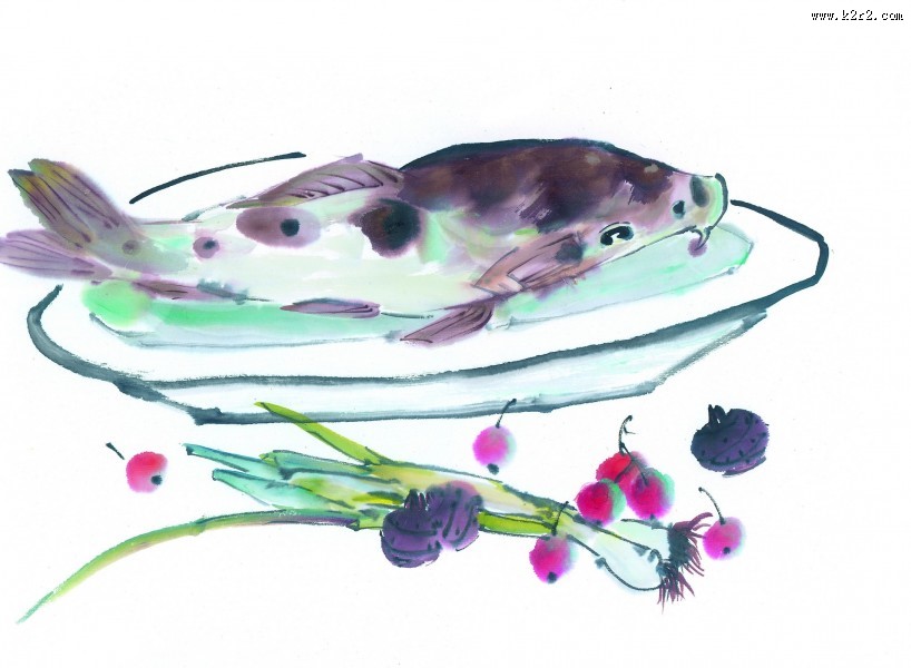 国画鱼图片