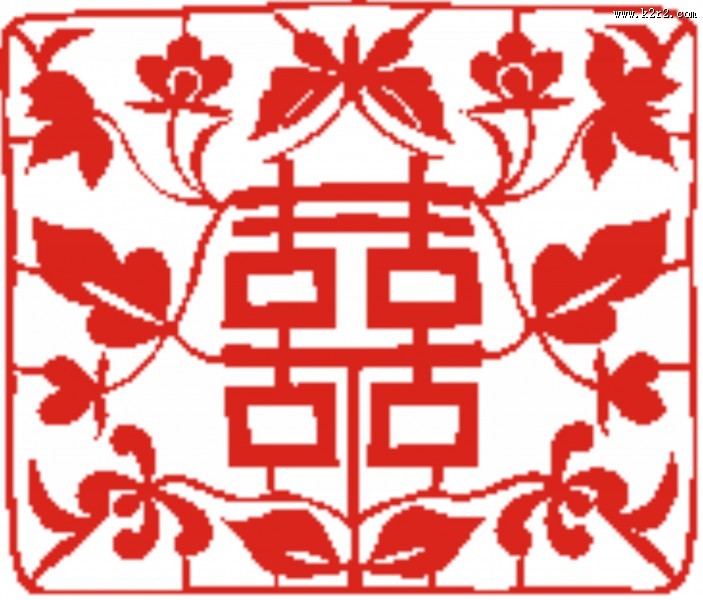 红双喜剪纸图片