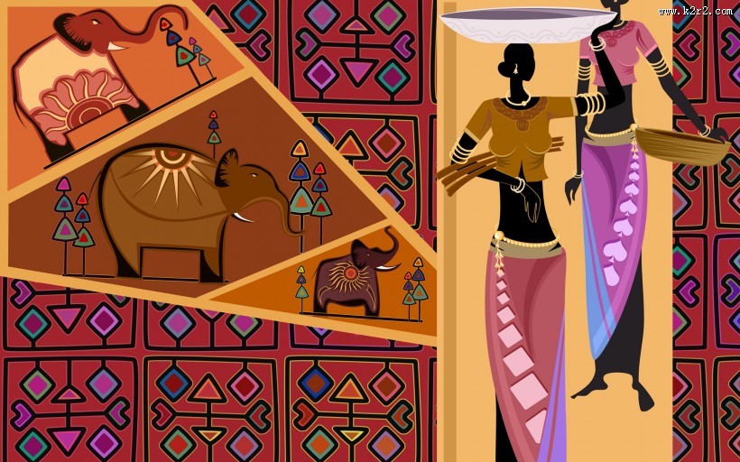 世界民族文化插画图片