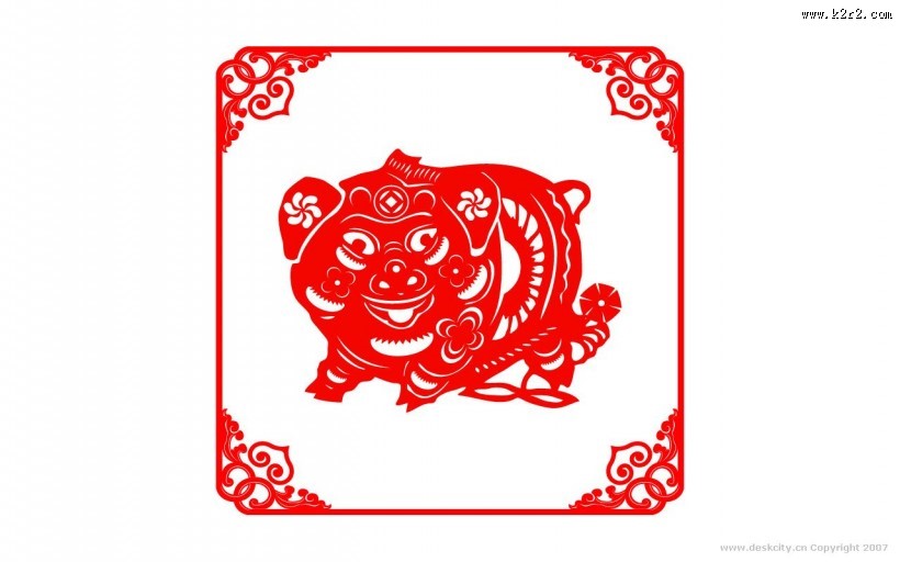 金猪剪纸图片