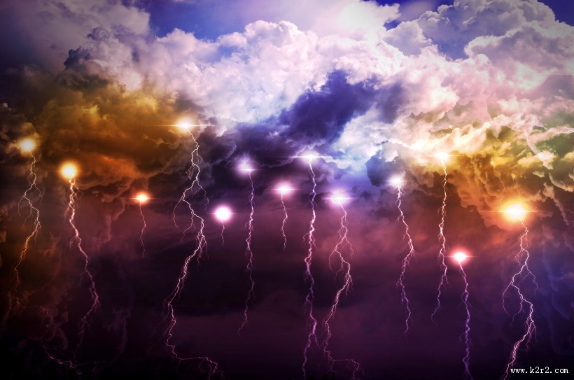 云层下的闪电风景图片大全