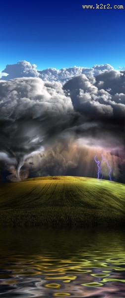 云层下的闪电风景图片大全