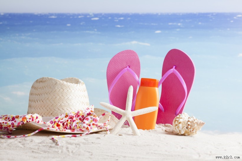 沙滩衣帽服饰风景图片