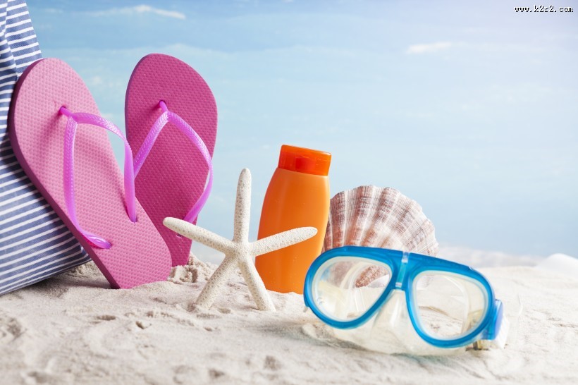 沙滩衣帽服饰风景图片