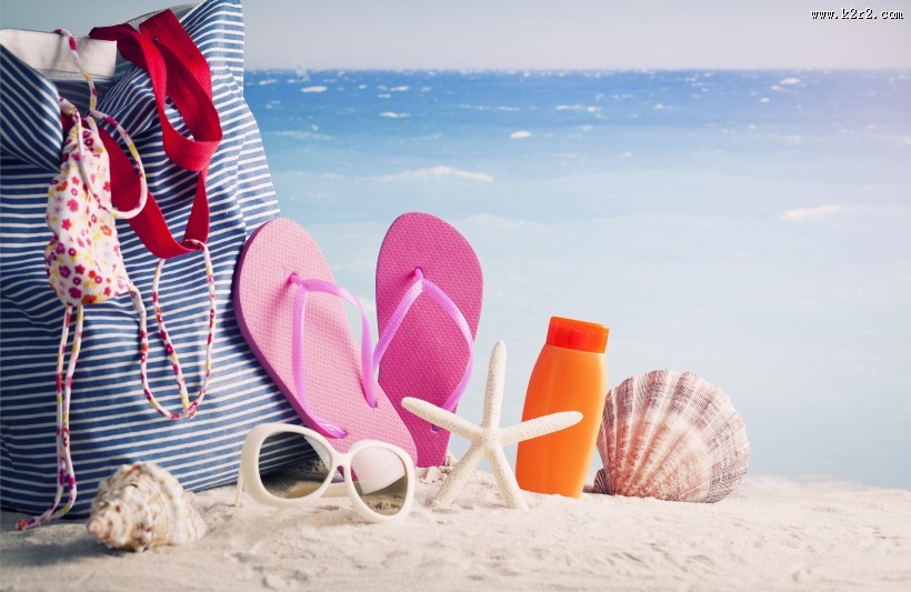 沙滩衣帽服饰风景图片