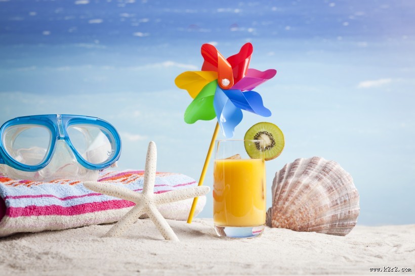 沙滩衣帽服饰风景图片