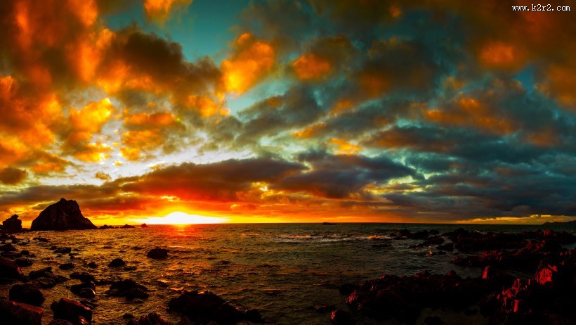 美丽的夕阳海景图片