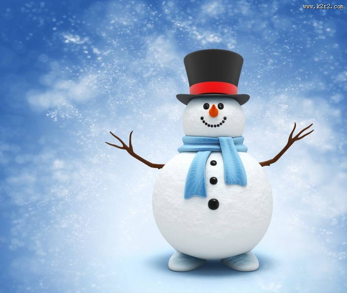 可爱的雪人风景图片