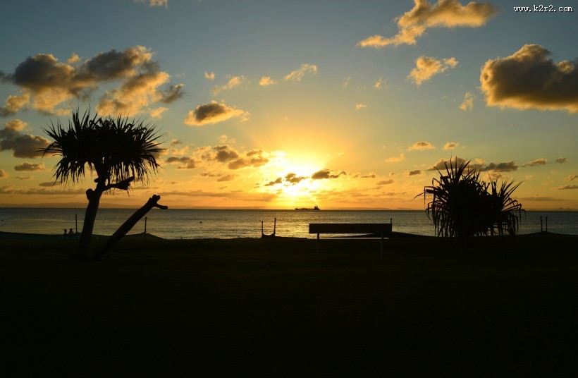 唯美的沙滩日落图片大全