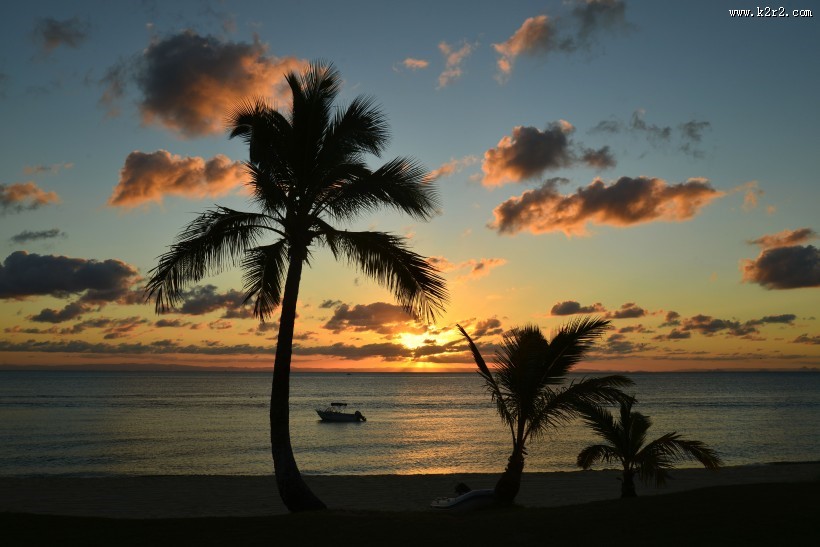 唯美的沙滩日落图片大全