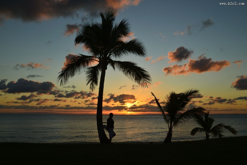 唯美的沙滩日落图片大全