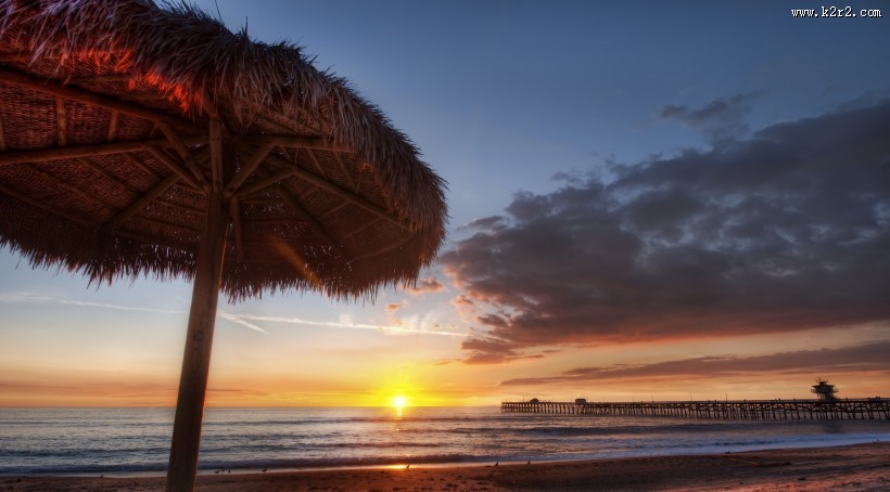 黄昏的大海夕阳风景图片