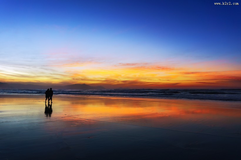 黄昏海滩景色图片