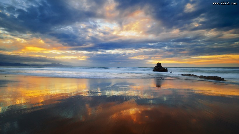 黄昏海滩景色图片