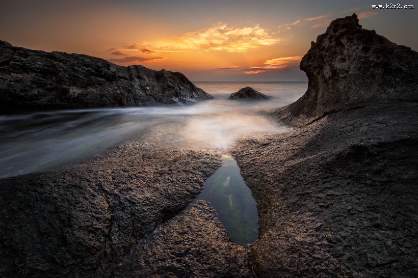 海岸黄昏景色图片