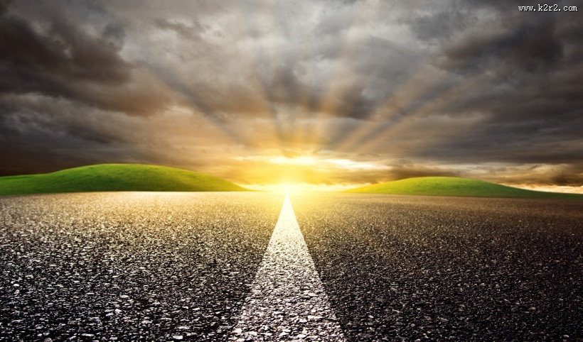 柏油路景色图片