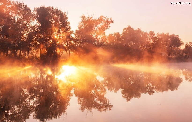 早晨湖泊景色图片大全
