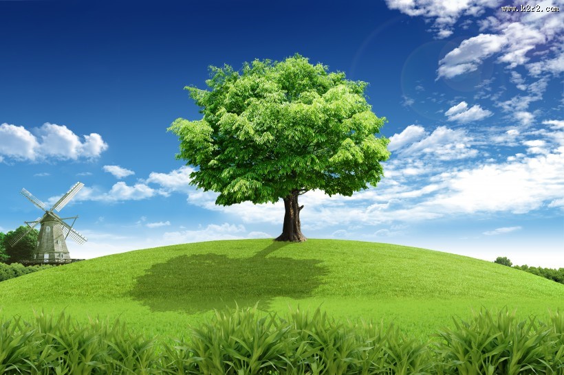 草原上风车图片