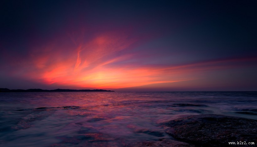 海上夕阳图片 海上日落风景图片