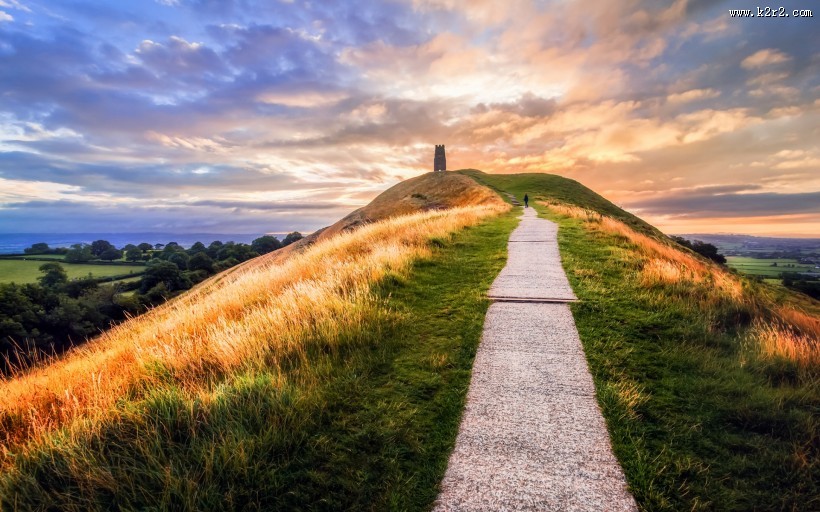 草原上的晚霞图片