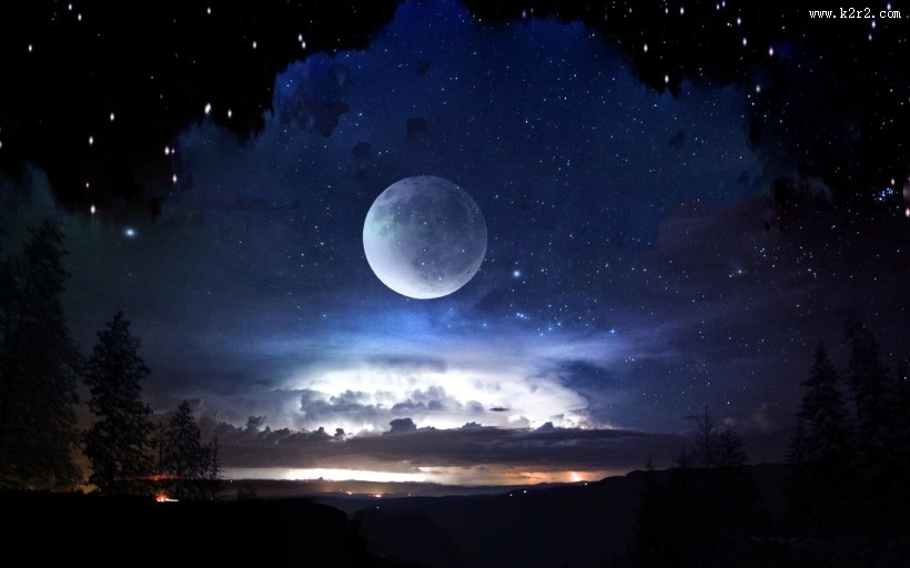 宇宙星空与月亮图片大全