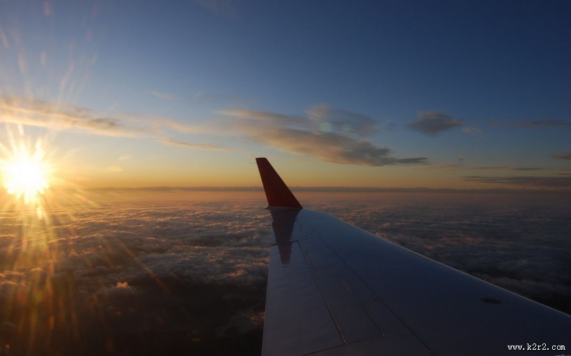 云霄晚霞飞机唯美风景图片大全