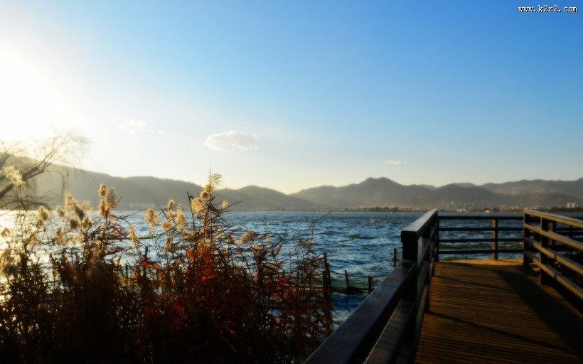 暮色中的滇池图片大全