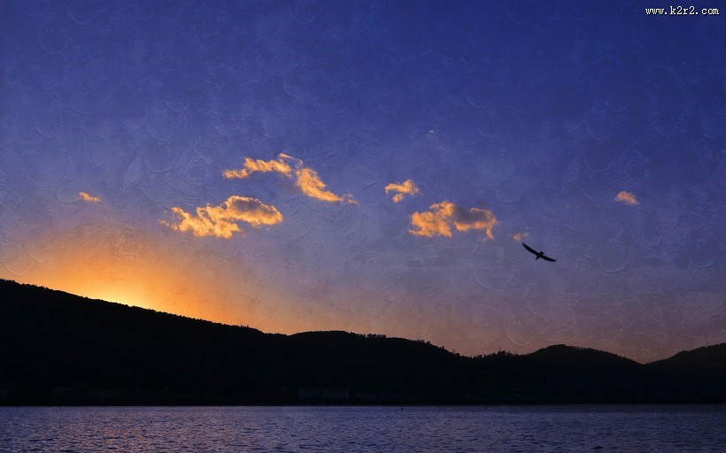 暮色中的滇池图片大全