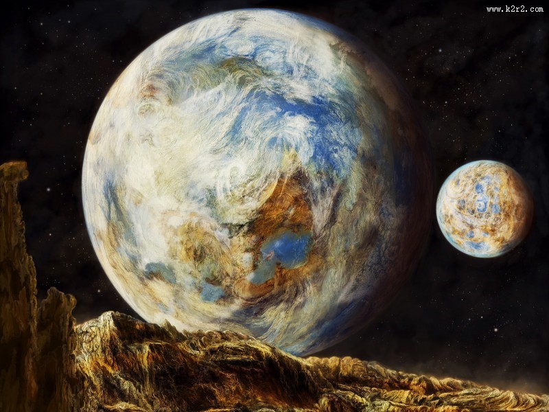 星空中的月亮和宇宙中的月球图片