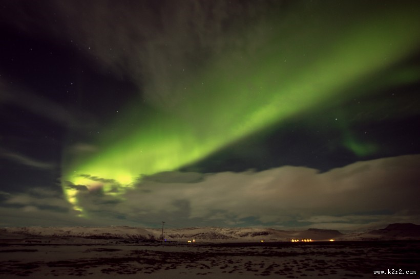 绿色的极光风景图片