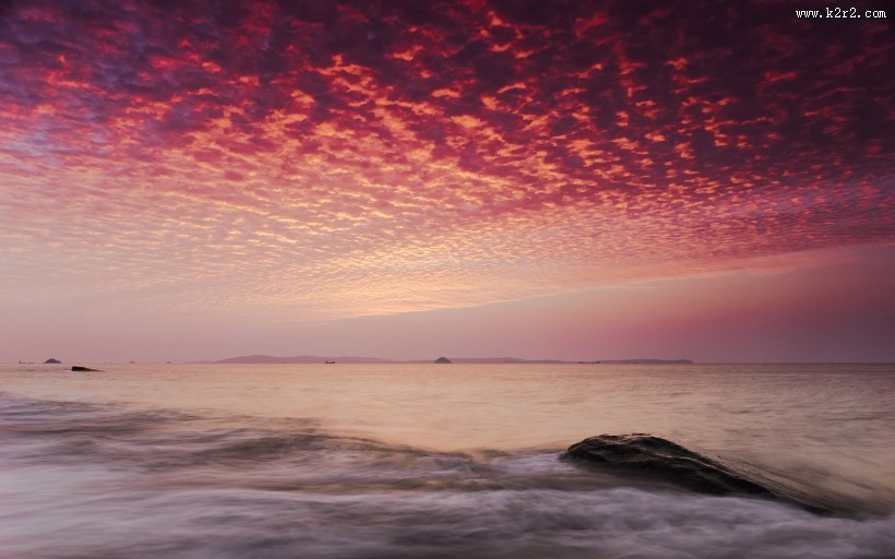 唯美大海晚霞风景图片