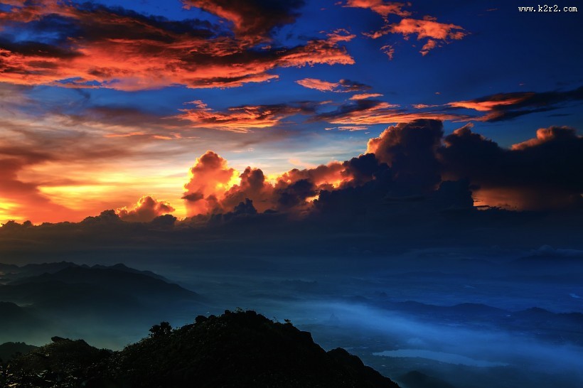 唯美火烧云风景图片
