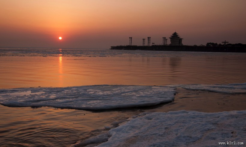 渤海湾日出风景图片