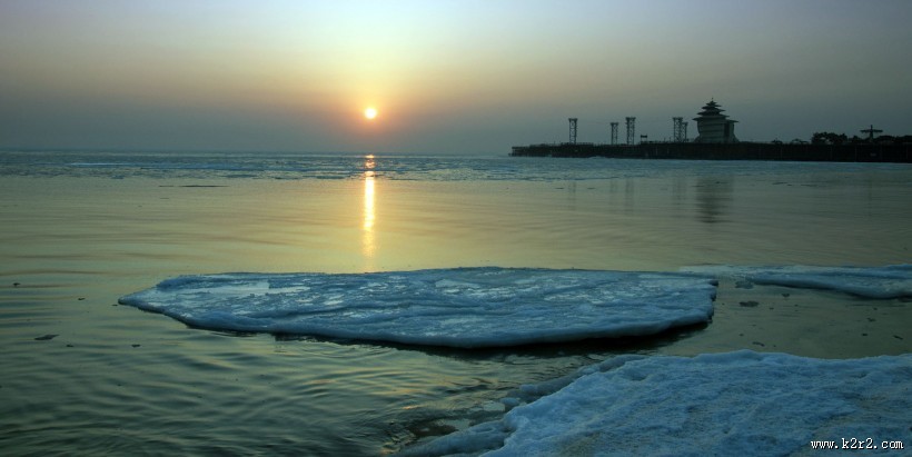 渤海湾日出风景图片