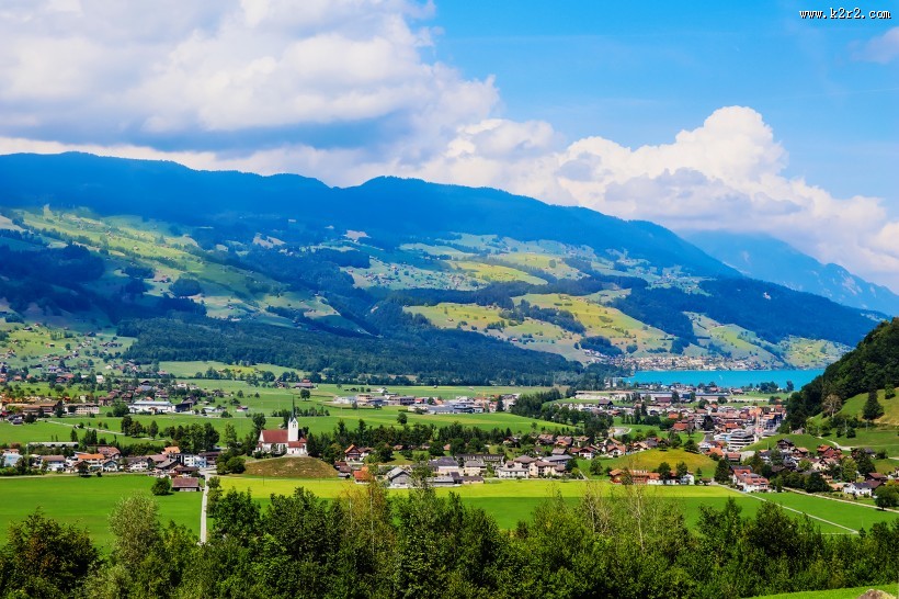 瑞士龙疆湖自然风景图片