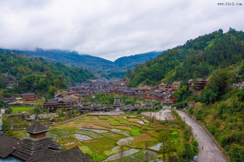 贵州黔东南苗族侗族自治州肇兴侗寨自然风景图片