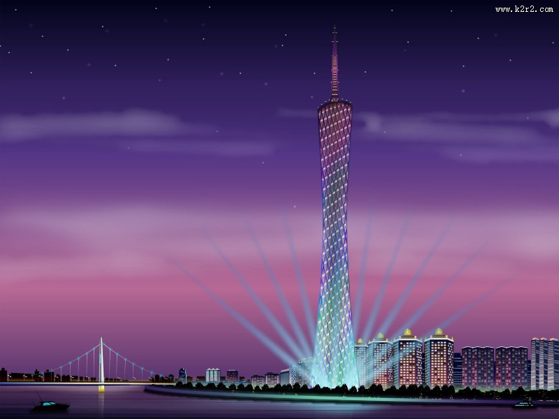 绚丽的广州塔夜景图片