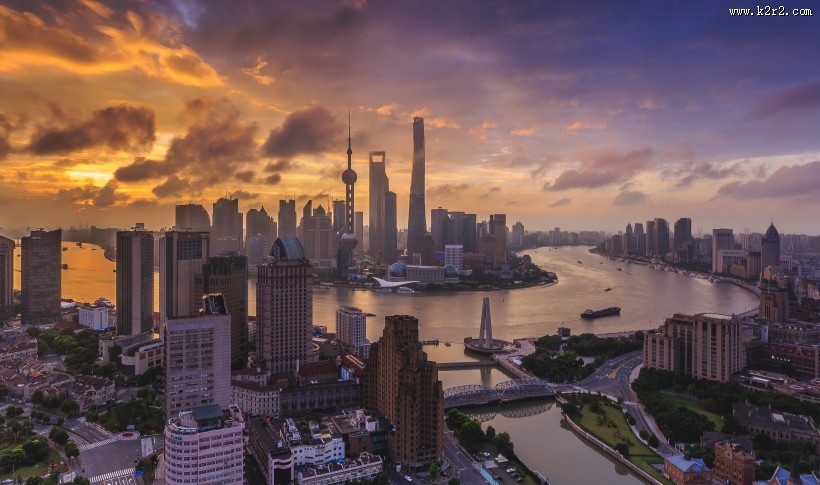 上海陆家嘴日出风景图片