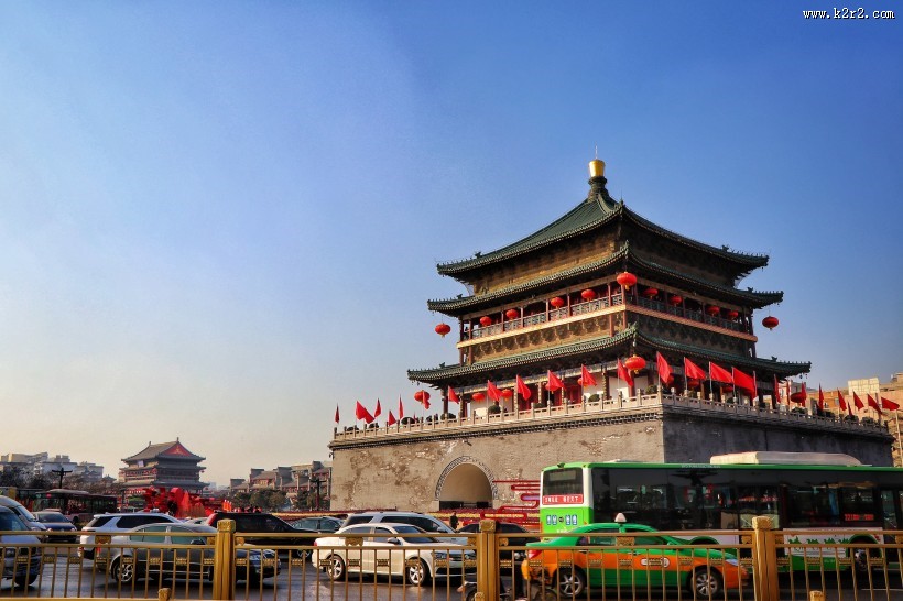 陕西西安古城墙建筑风景图片