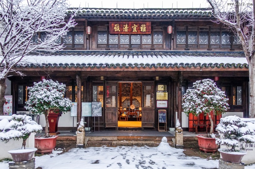 浙江海宁盐官古城雪景图片