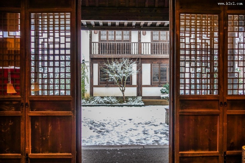 浙江海宁盐官古城雪景图片