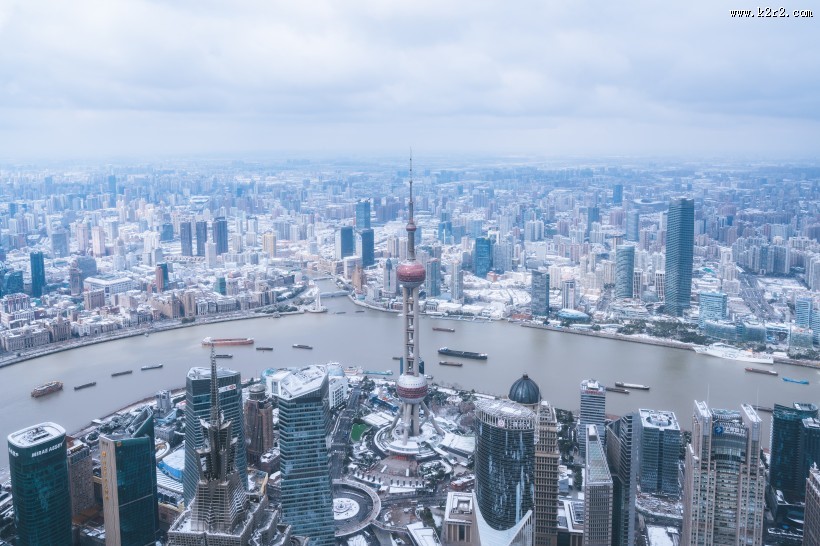 上海雨雪天气建筑风景图片