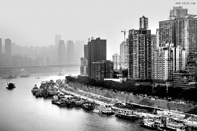 雾都重庆黑白照片风景图片