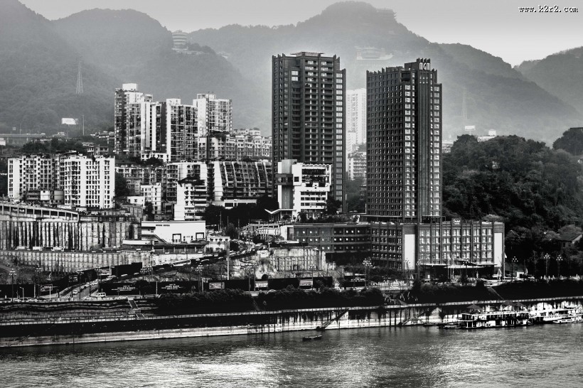 雾都重庆黑白照片风景图片